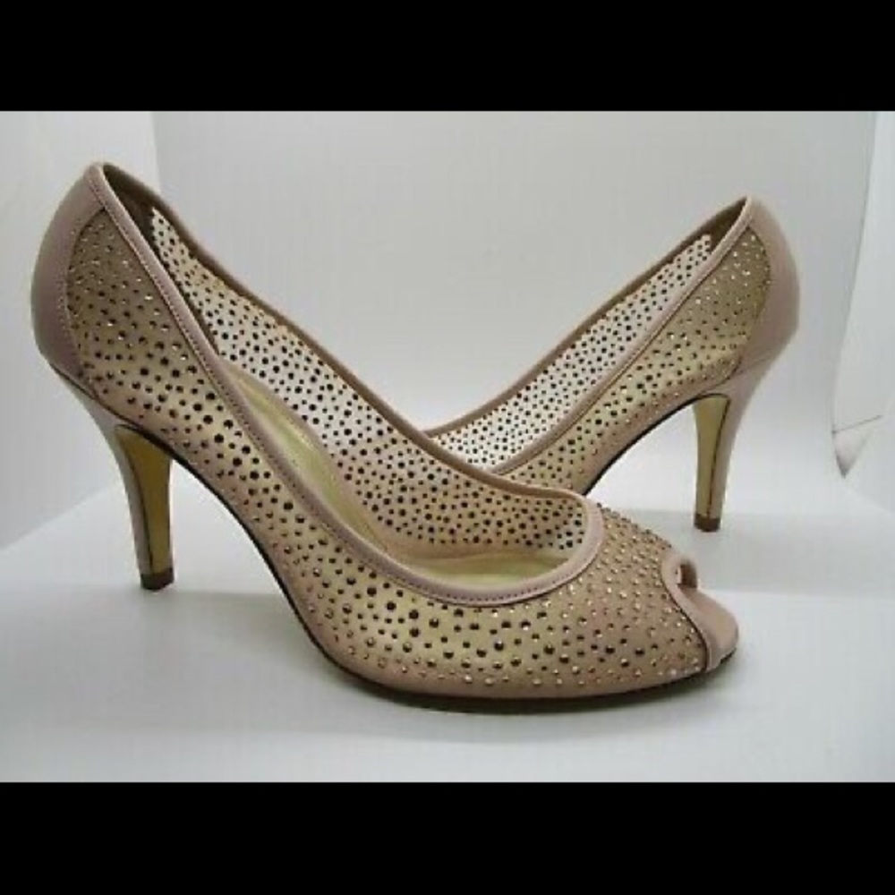 New Adriana Papell Peep Toe Sparkle Pumps 8